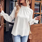 【📦kochany przez miliony📦】Damski jesienny żakardowy top z długim rękawem z jednolitą falbaną👗