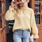 【📦kochany przez miliony📦】Damski jesienny żakardowy top z długim rękawem z jednolitą falbaną👗