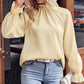 【📦kochany przez miliony📦】Damski jesienny żakardowy top z długim rękawem z jednolitą falbaną👗