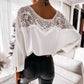 【🎀Boginie to uwielbiają.🎀】Elegancki damski koronkowy top z wycięciem w jednolitym kolorze