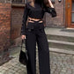 Nowy styl 2025🔥Dwuczęściowy komplet Crop Top i Spodnie z Wysokim Stanem
