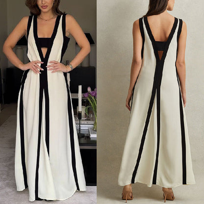 ✨New products on offer ✨Women's Sexy V-Neck Color Clash Sleeveless Dresses
